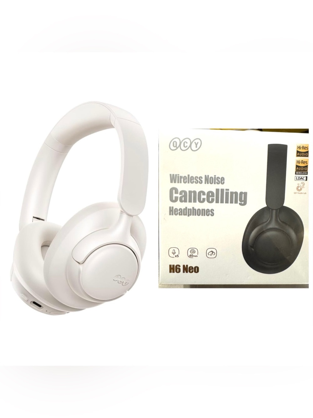 QCY H6 Neo White Over-Ear Wireless Headphones NWT